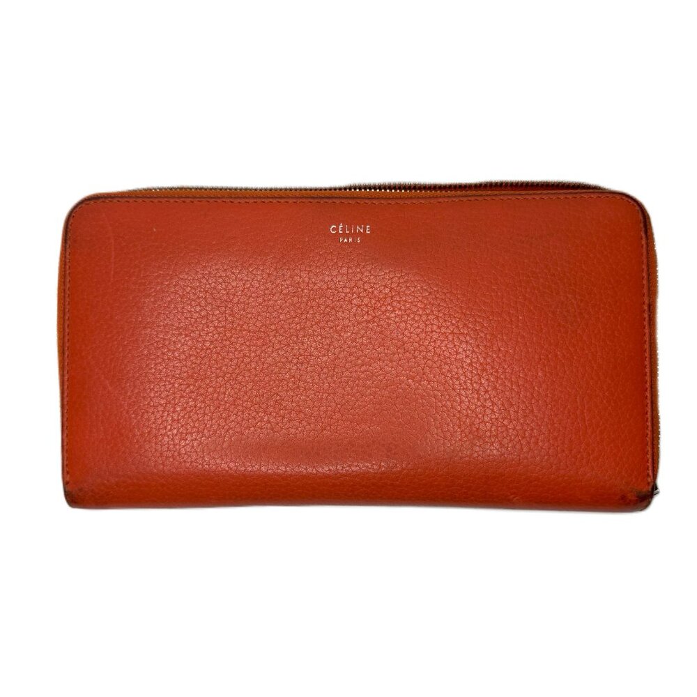 Vintage Celine Red Leather Zip Wallet